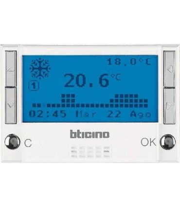 Электронный программируемый термостат BTicino Axolute (3 модуля) 7 программ, белый HD4451