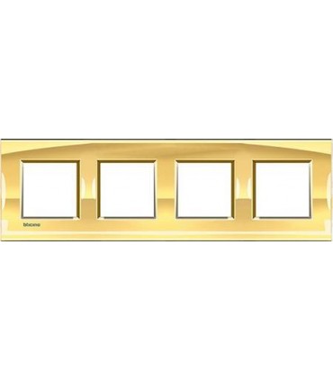 Рамка прямоугольная на 4 поста (2+2+2+2 модуля), BTicino LivingLight, золото LNA4802M4OA