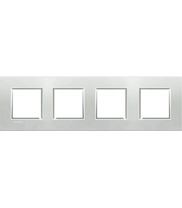 Рамка прямоугольная на 4 поста (2+2+2+2 модуля), BTicino LivingLight, серебро LNA4802M4AG