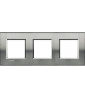 Рамка прямоугольная на 3 поста (2+2+2 модуля), BTicino LivingLight, Фактурная сталь LNA4802M3ACS
