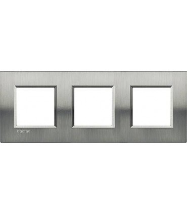 Рамка прямоугольная на 3 поста (2+2+2 модуля), BTicino LivingLight, Фактурная сталь LNA4802M3ACS