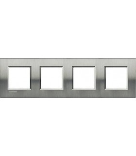 Рамка прямоугольная на 4 поста (2+2+2+2 модуля), BTicino LivingLight, Фактурная сталь LNA4802M4ACS