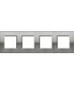 Рамка прямоугольная на 4 поста (2+2+2+2 модуля), BTicino LivingLight, Фактурная сталь LNA4802M4ACS