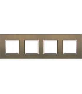 Рамка прямоугольная на 4 поста (2+2+2+2 модуля), BTicino LivingLight, коричневый шелк LNA4802M4SQ