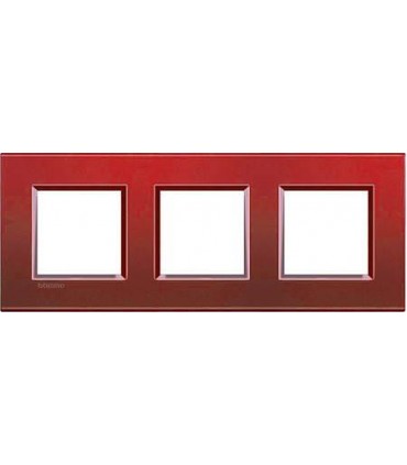 Рамка прямоугольная на 3 поста (2+2+2 модуля), BTicino LivingLight, красный шелк LNA4802M3RK