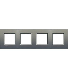 Рамка прямоугольная на 4 поста (2+2+2+2 модуля), BTicino LivingLight, серый шелк LNA4802M4AE