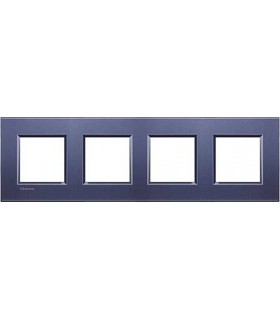 Рамка прямоугольная на 4 поста (2+2+2+2 модуля), BTicino LivingLight, синий шелк LNA4802M4CB