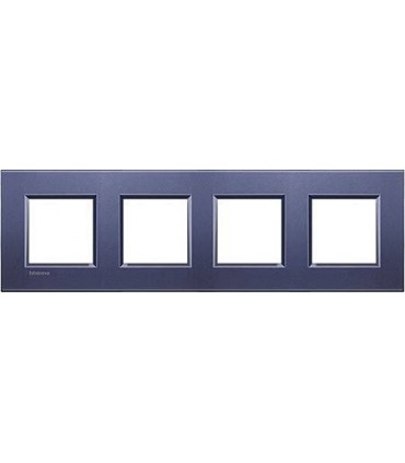 Рамка прямоугольная на 4 поста (2+2+2+2 модуля), BTicino LivingLight, синий шелк LNA4802M4CB