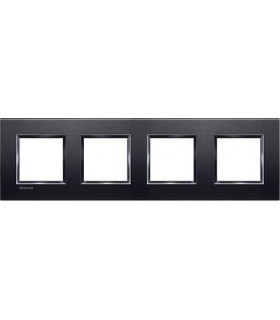 Рамка прямоугольная на 4 поста (2+2+2+2 модуля), BTicino LivingLight, антрацит LNA4802M4AR