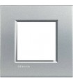 Рамка прямоугольная на 1 пост (2 модуля) BTicino LivingLight, алюминий LNA4802TE