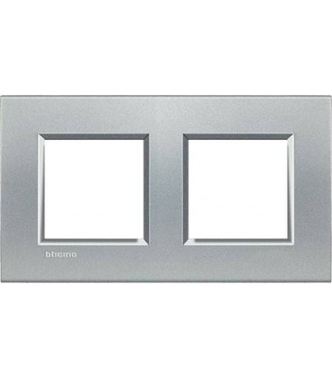 Рамка прямоугольная на 2 поста (2+2 модуля) BTicino LivingLight, алюминий LNA4802M2TE