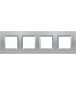 Рамка прямоугольная на 4 поста (2+2+2+2 модуля) BTicino LivingLight, алюминий LNA4802M4TE