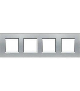 Рамка прямоугольная на 4 поста (2+2+2+2 модуля) BTicino LivingLight, алюминий LNA4802M4TE