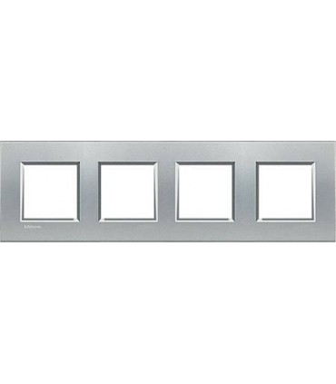Рамка прямоугольная на 4 поста (2+2+2+2 модуля) BTicino LivingLight, алюминий LNA4802M4TE