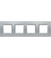 Рамка прямоугольная на 4 поста (2+2+2+2 модуля) BTicino LivingLight, алюминий LNA4802M4TE