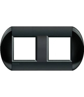 Рамка овальная на 2 поста (2+2 модуля), BTicino LivingLight, черный LNB4802M2SM