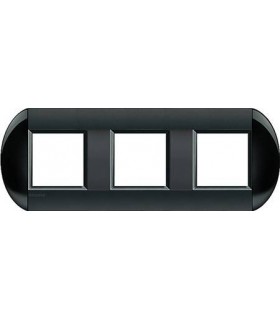 Рамка овальная на 3 поста (2+2+2 модуля), BTicino LivingLight, черный LNB4802M3SM