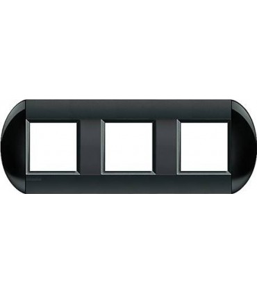 Рамка овальная на 3 поста (2+2+2 модуля), BTicino LivingLight, черный LNB4802M3SM
