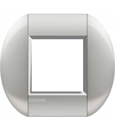 Рамка овальная на 1 пост (2 модуля), BTicino LivingLight, алюминий LNB4802TE
