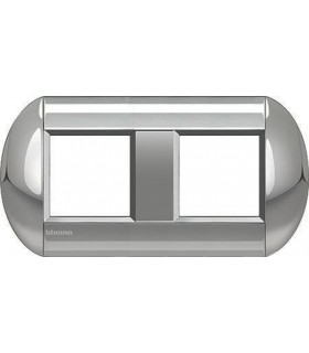 Рамка овальная на 2 поста (2+2 модуля), BTicino LivingLight, алюминий LNB4802M2TE
