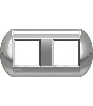 Рамка овальная на 2 поста (2+2 модуля), BTicino LivingLight, алюминий LNB4802M2TE