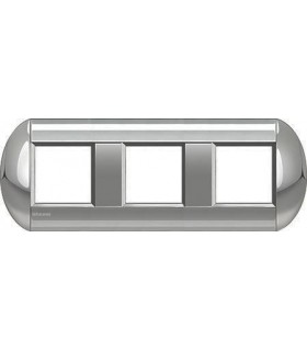 Рамка овальная на 3 поста (2+2+2 модуля), BTicino LivingLight, алюминий LNB4802M3TE