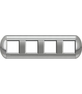 Рамка овальная на 4 поста (2+2+2+2 модуля), BTicino LivingLight, алюминий LNB4802M4TE