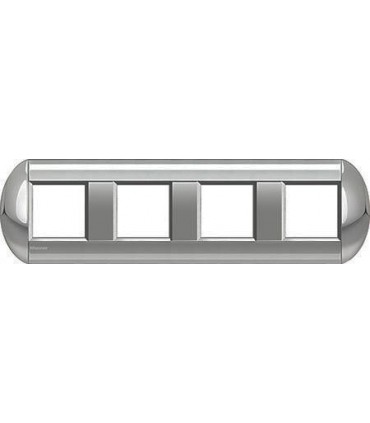 Рамка овальная на 4 поста (2+2+2+2 модуля), BTicino LivingLight, алюминий LNB4802M4TE