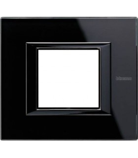 Рамка на 1 пост (2 модуля), BTicino Axolute, черное стекло HA4802VNB