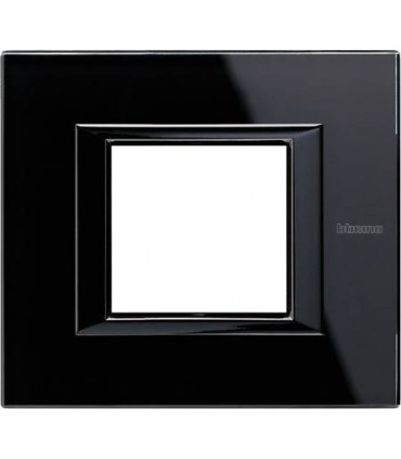 Рамка на 1 пост (2 модуля), BTicino Axolute, черное стекло HA4802VNB