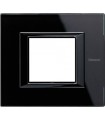 Рамка на 1 пост (2 модуля), BTicino Axolute, черное стекло HA4802VNB