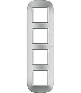 Рамка на 4 поста (2+2+2+2 модуля), BTicino Axolute, зеркальный алюминий HB4802/4XC