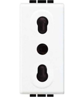 Розетка 2П + заземление с защитными шторками, Bticino LivingLight (1 модуль), белый N4180