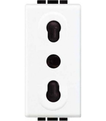 Розетка 2П + заземление с защитными шторками, Bticino LivingLight (1 модуль), белый N4180