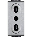 Розетка 2П + заземление с защитными шторками, Bticino LivingLight (1 модуль), алюминий NT4180