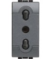 Розетка 2П + заземление с защитными шторками, Bticino LivingLight (1 модуль), антрацит L4180