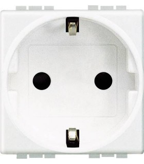 Розетка 2П + заземление (боков.) с защитными шторками, Bticino LivingLight (2 модуля), белый N4141