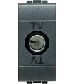 Экранированная TV розетка оконечная "папа" с возможностью обратной связи, Bticino LivingLight (1 модуль), антрацит L4202D