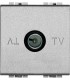 Экранированная TV розетка оконечная, Bticino LivingLight (2 модуля), алюминий NT4202D/2