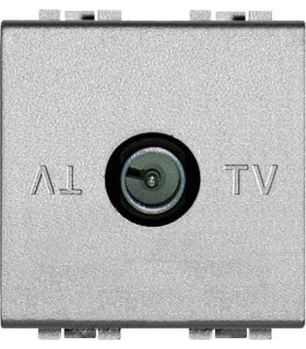 Экранированная TV розетка оконечная, Bticino LivingLight (2 модуля), алюминий NT4202D/2