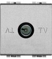 Экранированная TV розетка оконечная, Bticino LivingLight (2 модуля), алюминий NT4202D/2