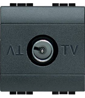 Экранированная TV розетка оконечная, Bticino LivingLight (2 модуля), антрацит L4202D/2