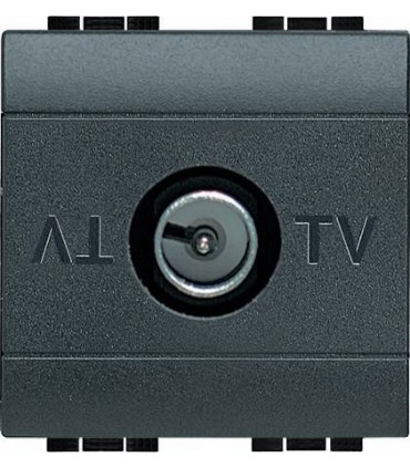 Экранированная TV розетка оконечная, Bticino LivingLight (2 модуля), антрацит L4202D/2