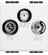 Тройная коаксиальная оконечная розетка для TV/RD/SAT, Bticino LivingLight (2 модуля), белый N4210D