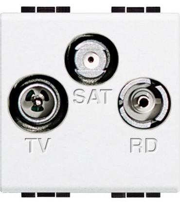Тройная коаксиальная оконечная розетка для TV/RD/SAT, Bticino LivingLight (2 модуля), белый N4210D