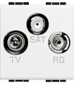 Тройная коаксиальная оконечная розетка для TV/RD/SAT, Bticino LivingLight (2 модуля), белый N4210D