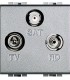 Тройная коаксиальная оконечная розетка для TV/RD/SAT, Bticino LivingLight (2 модуля), алюминий NT4210D