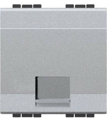 Розетка телефонная RJ11, (2 модуля) Bticino LivingLight, алюминий NT4258/11D