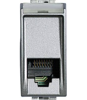 Розетка телефонная RJ-11, соединение К10, кат. 2, (1 модуль) Bticino LivingLight, алюминий NT4258/11N