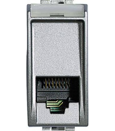 Розетка телефонная RJ-11, соединение К10, кат. 2, (1 модуль) Bticino LivingLight, алюминий NT4258/11N